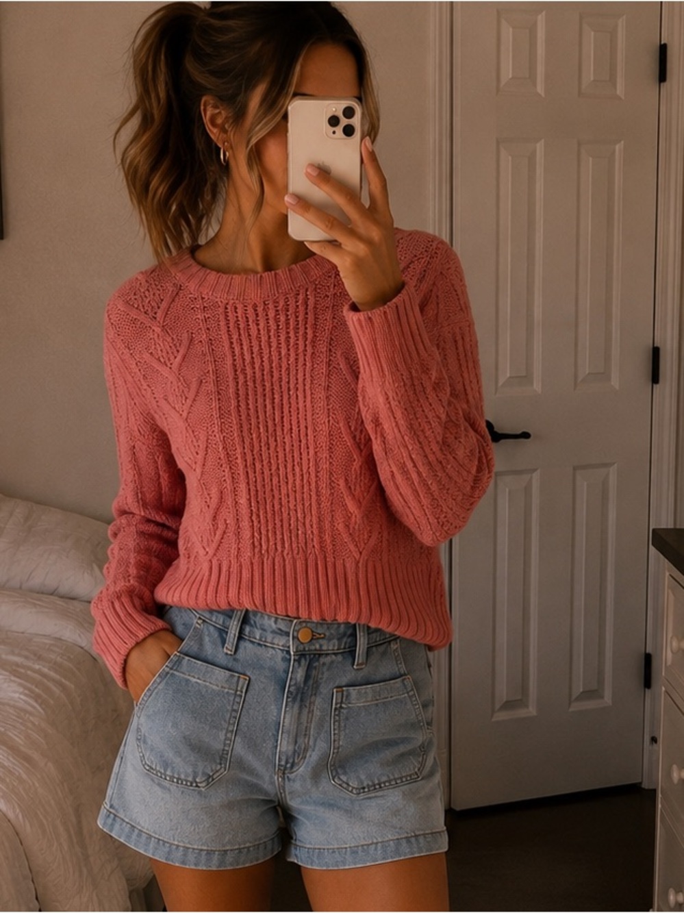 Vintage Gap Cozy Cable Knit Pullover Sweater - peach classic sweater medium